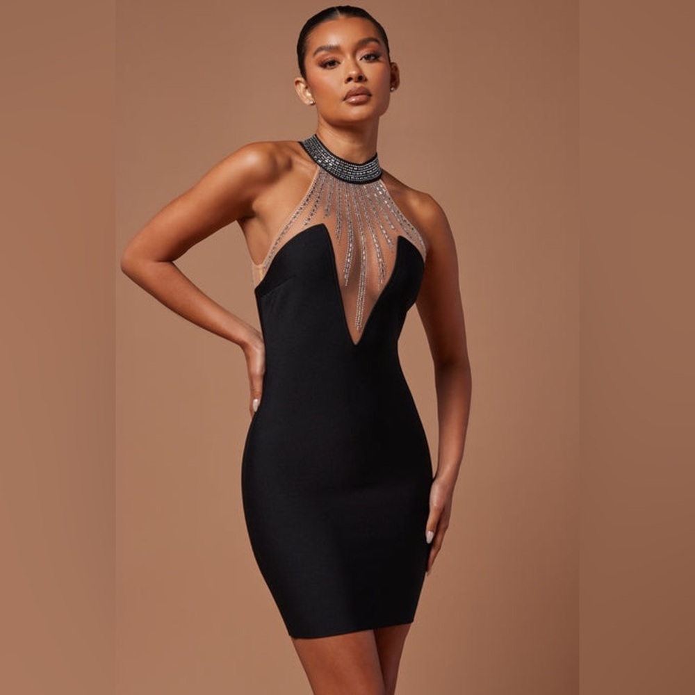 FASHION NOVA | Lina Embellished Bandage Mini Dress - Picture 7 of 15
